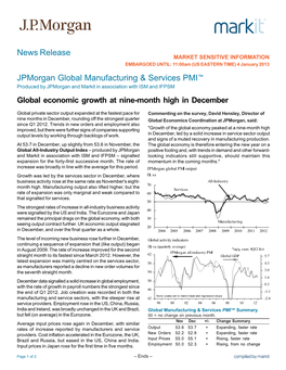 News Release Jpmorgan Global Manufacturing & Services PMI™