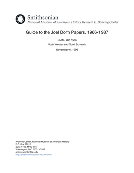 Guide to the Joel Dorn Papers, 1966-1987