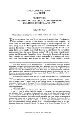 Foreword: Fashioning the Legal Constitution: Culture, Courts, and Law