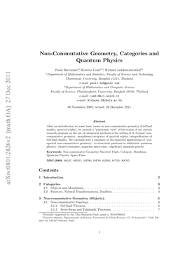 Non-Commutative Geometry, Categories and Quantum Physics