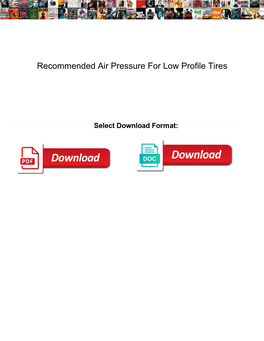 Recommended Air Pressure for Low Profile Tires