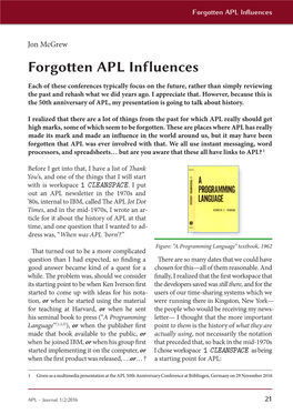 Forgotten APL Influences