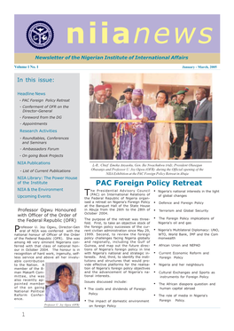 PAC Foreign Policy Retreat - Conferment of OFR on the Director-General - Foreword from the DG - Appointments