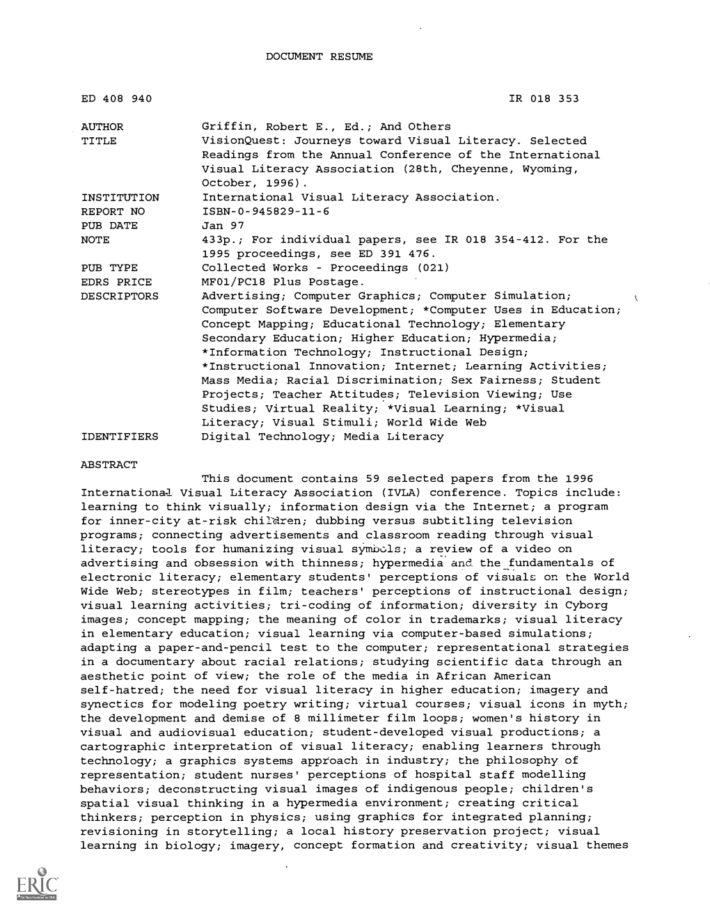 DOCUMENT RESUME AUTHOR Griffin, Robert E., Ed.; and Others