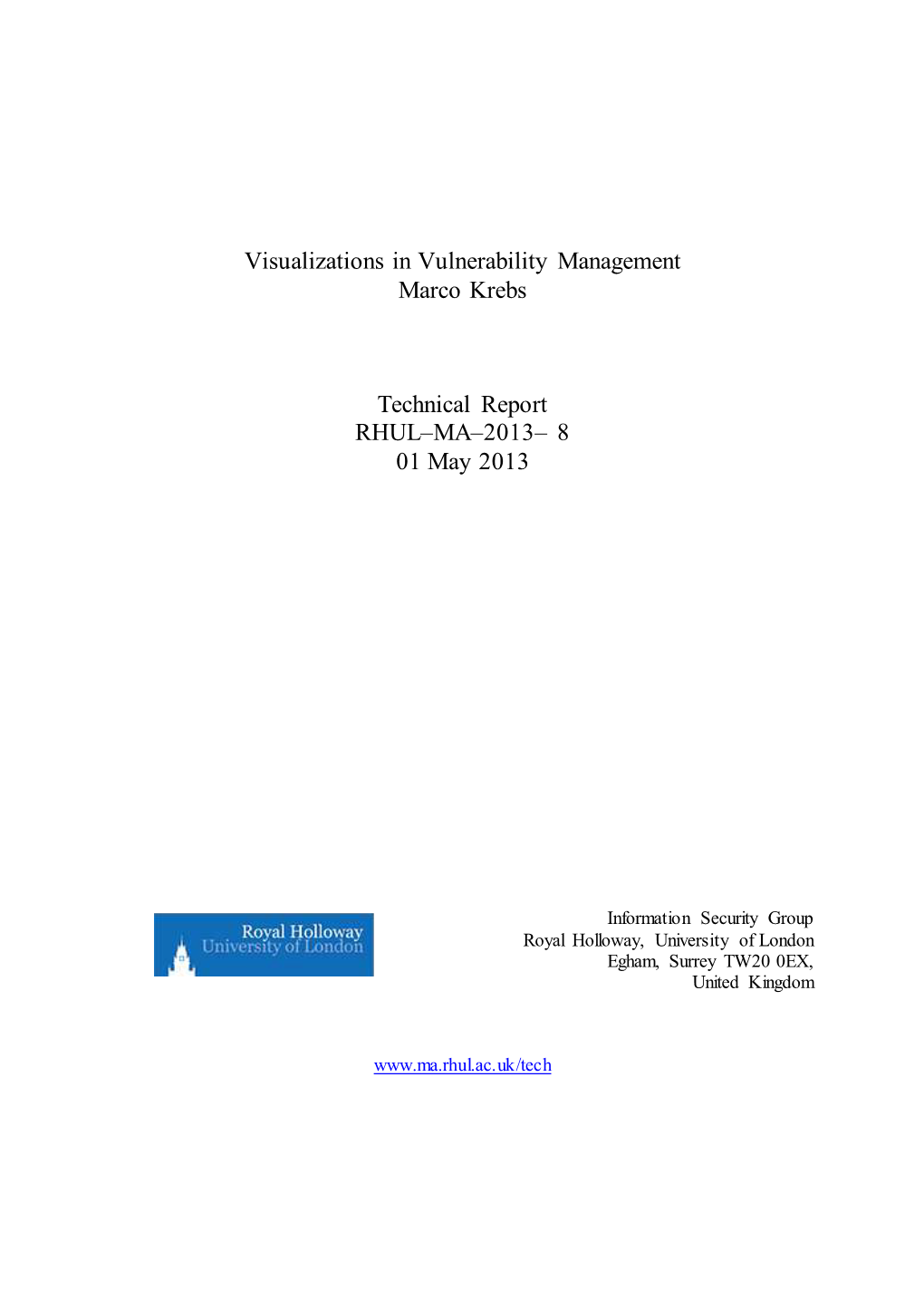 Visualizations in Vulnerability Management Marco Krebs