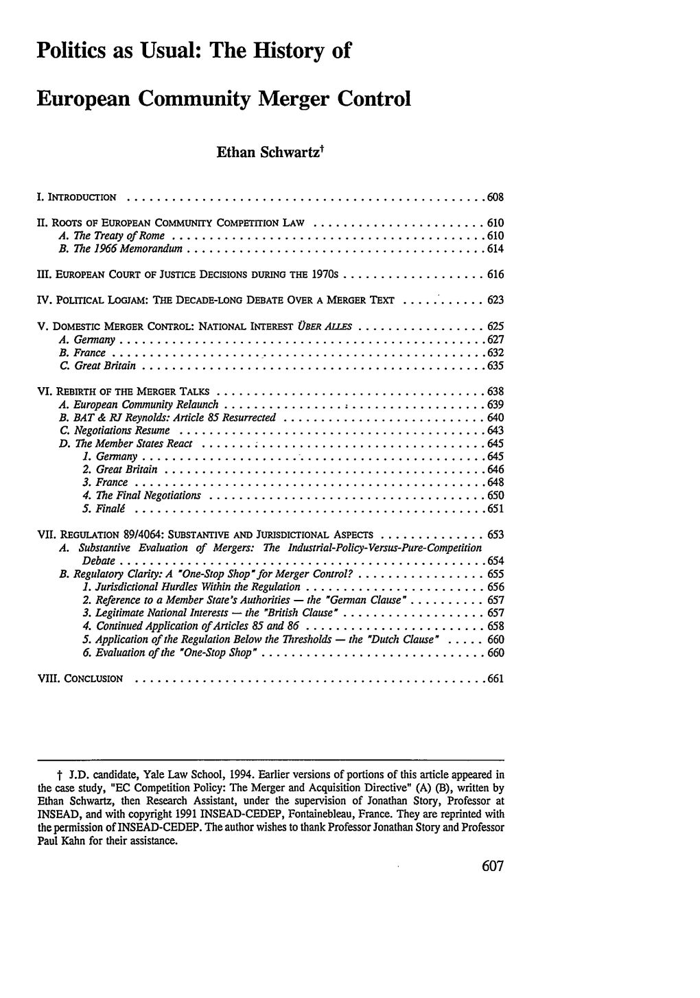 The History of European Community Merger Control