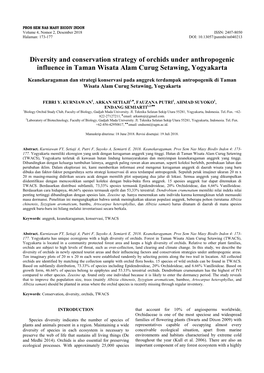 Diversity and Conservation Strategy of Orchids Under Anthropogenic Influence in Taman Wisata Alam Curug Setawing, Yogyakarta