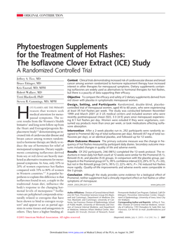 Phytoestrogen Supplements for the Treatment of Hot Flashes: the Isoflavone Clover Extract (ICE) Study a Randomized Controlled Trial