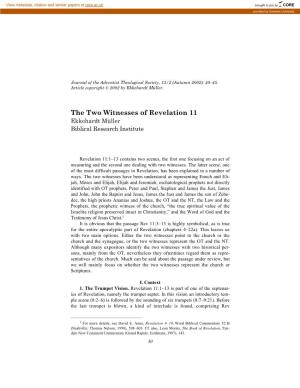 The Two Witnesses of Revelation 11 Ekkehardt Mÿller Biblical Research Institute