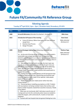Future Fit/Community Fit Reference Group