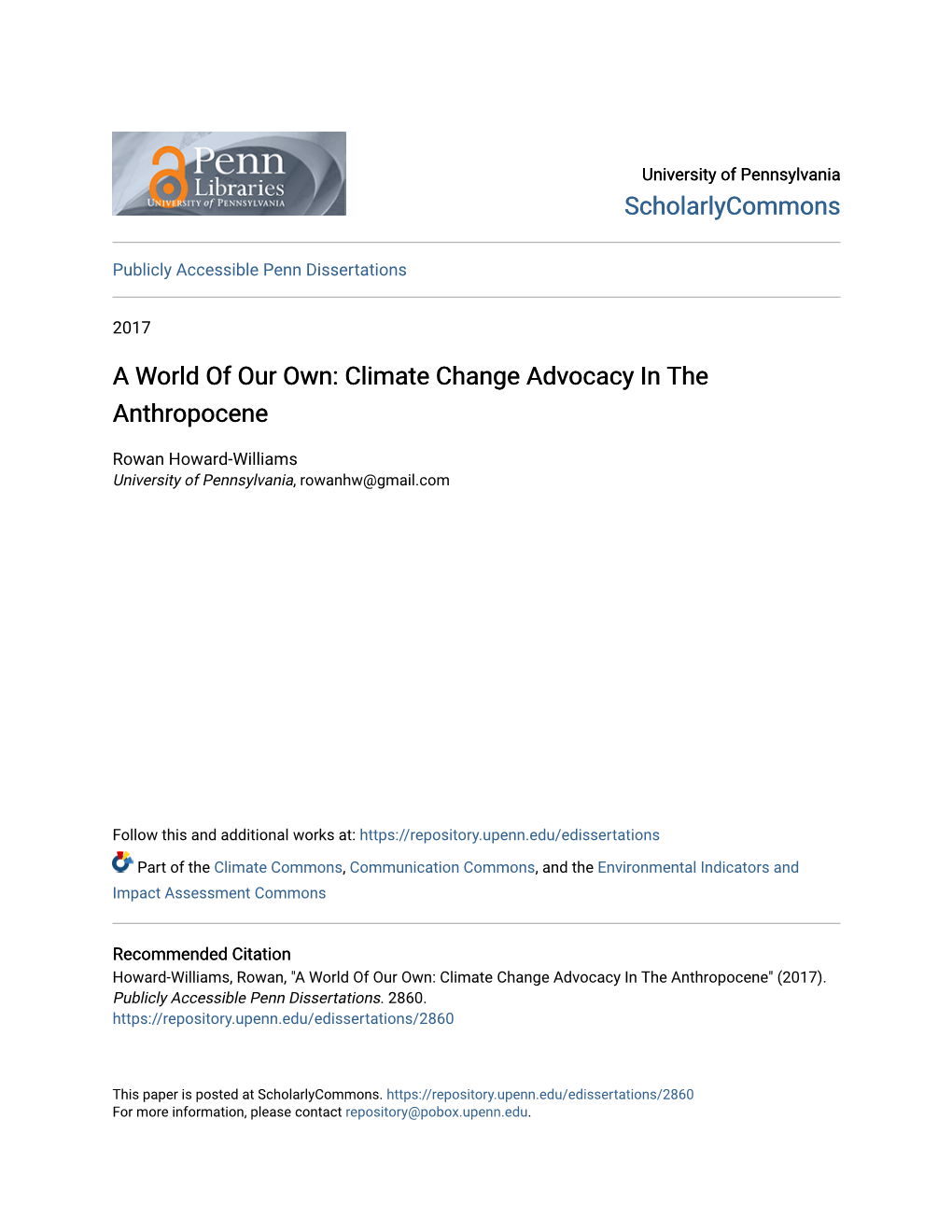 Climate Change Advocacy in the Anthropocene