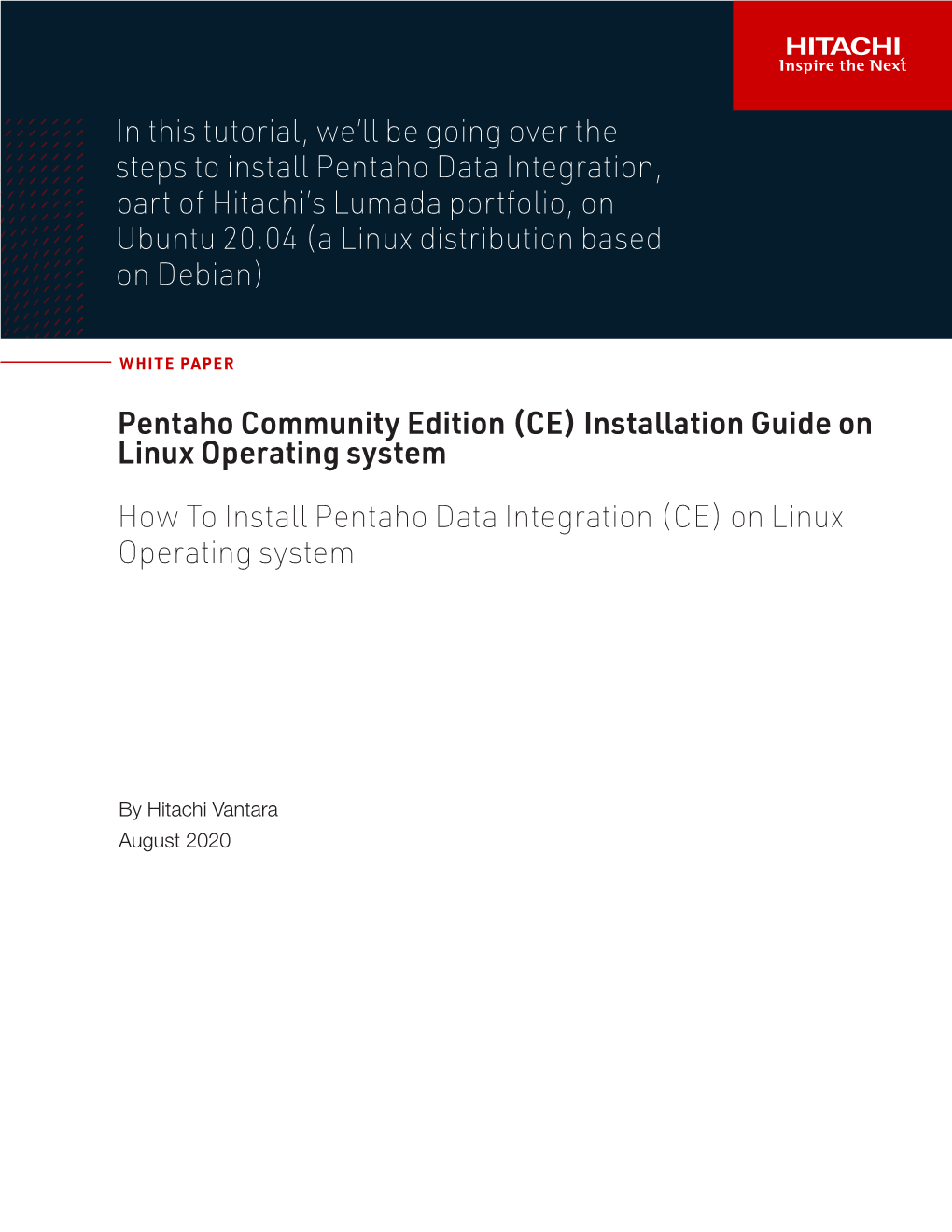Pentaho Community Edition (CE) Installation Guide on Linux Operating System