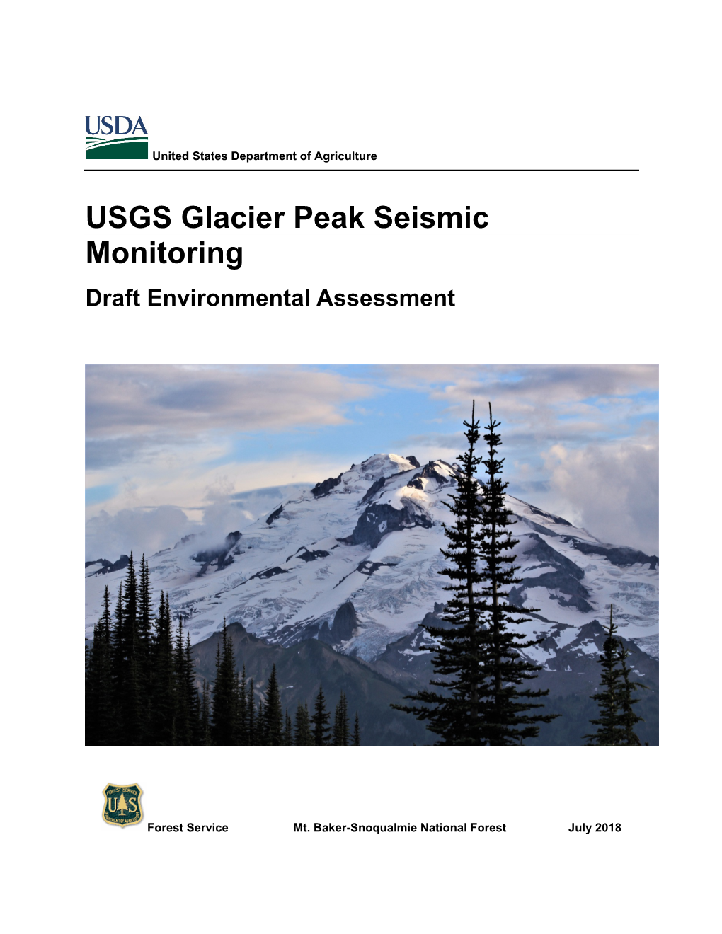 Glacier Peak Seismic Monitoring Draft Environmental Assessment