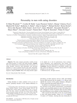 Personality in Men with Eating Disorders