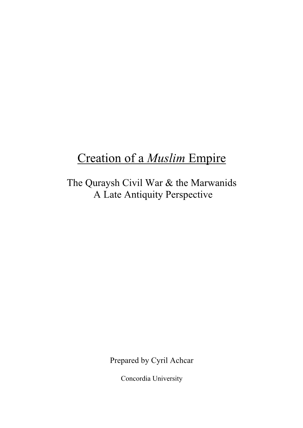 Creation of a Muslim Empire