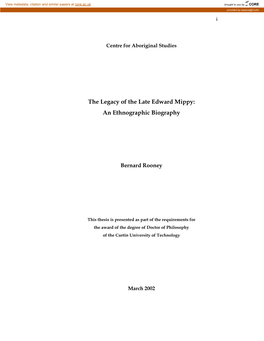 The Legacy of the Late Edward Mippy: an Ethnographic Biography