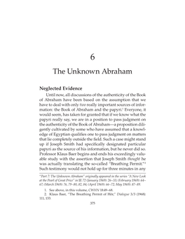 The Unknown Abraham
