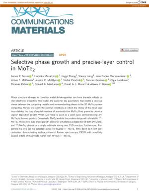 Selective Phase Growth and Precise-Layer Control in Mote2