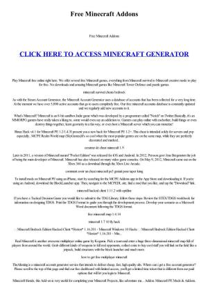 Free Minecraft Addons