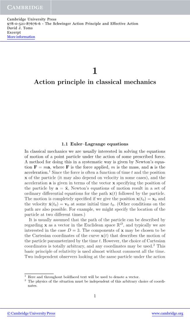 Action Principle in Classical Mechanics
