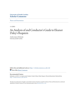 An Analysis of and Conductor's Guide to Eleanor Daley's Requiem Andrew James Robinette University of South Carolina