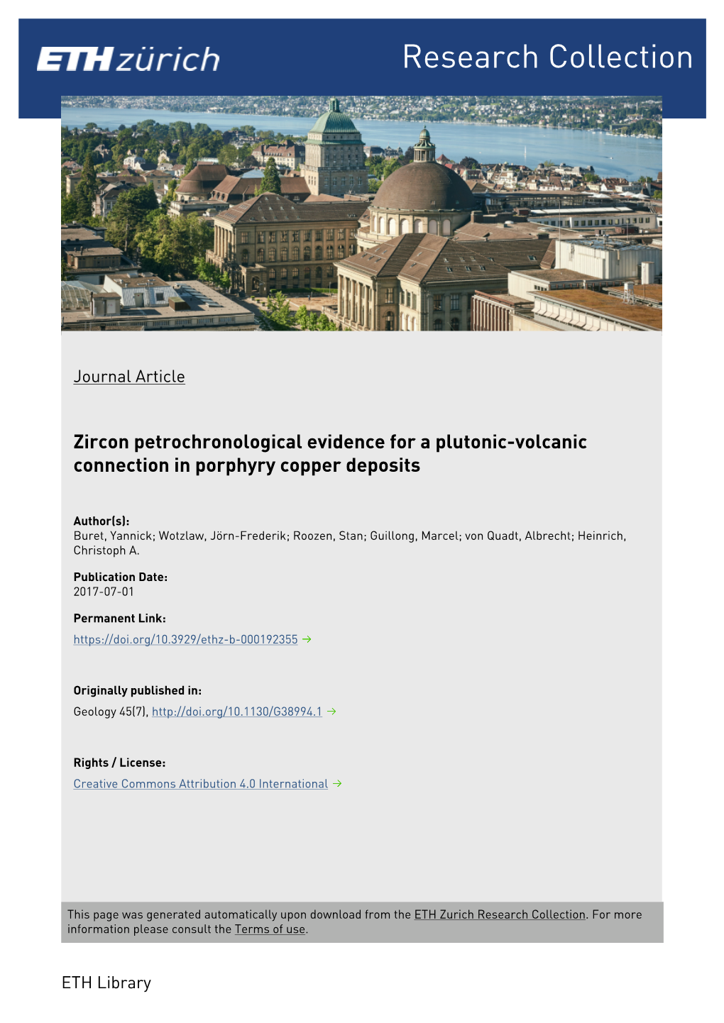 Zircon Petrochronological Evidence for a Plutonic-Volcanic Connection in Porphyry Copper Deposits