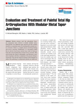 Evaluation and Treatment of Painful Total Hip Arthroplasties with Modular Metal Taper Junctions
