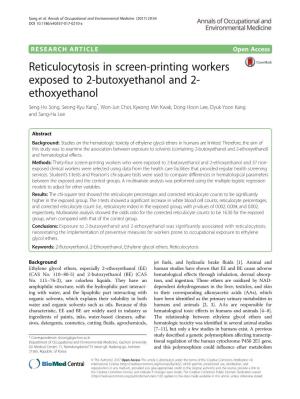 Reticulocytosis in Screen-Printing Workers Exposed to 2