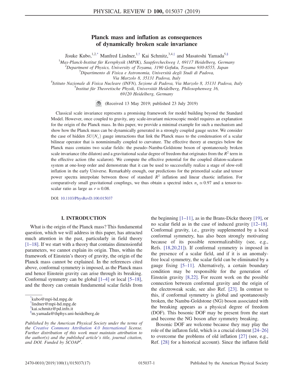 Planck Mass and Inflation As Consequences of Dynamically Broken Scale Invariance