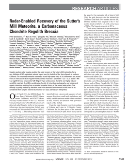 Radar-Enabled Recovery of the Sutter's Mill Meteorite, A