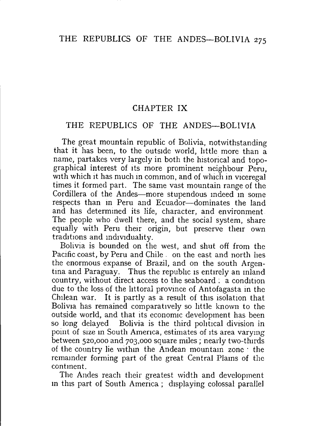 The Republics of the Andes—Bolivia 275 Chapter Ix The