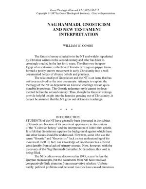 Nag Hammadi, Gnosticism and New Testament Interpretation