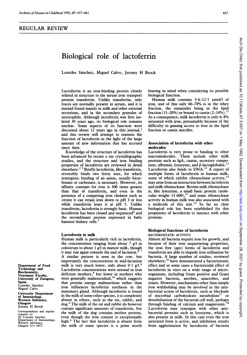Biological Role of Lactoferrin