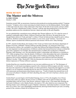 The Master and the Mistress by ERIC FONER October 5, 2008