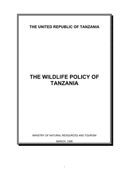 The Wildlife Policy of Tanzania