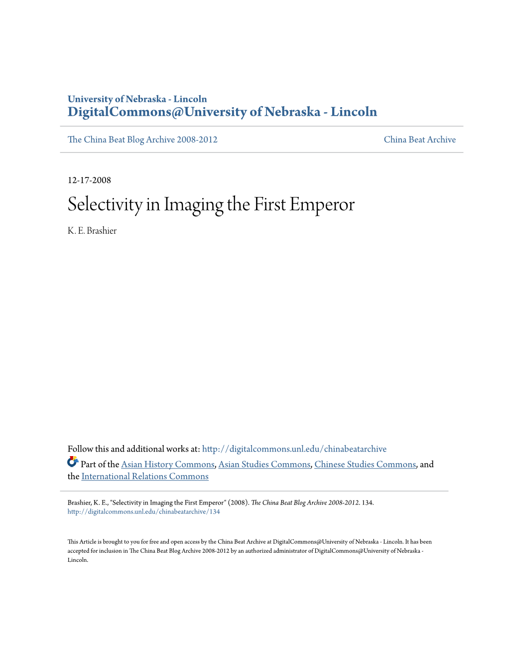 Selectivity in Imaging the First Emperor K