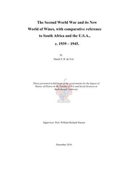 The Second World War and Its New World of Wines, with Comparative Reference to South Africa and the U.S.A