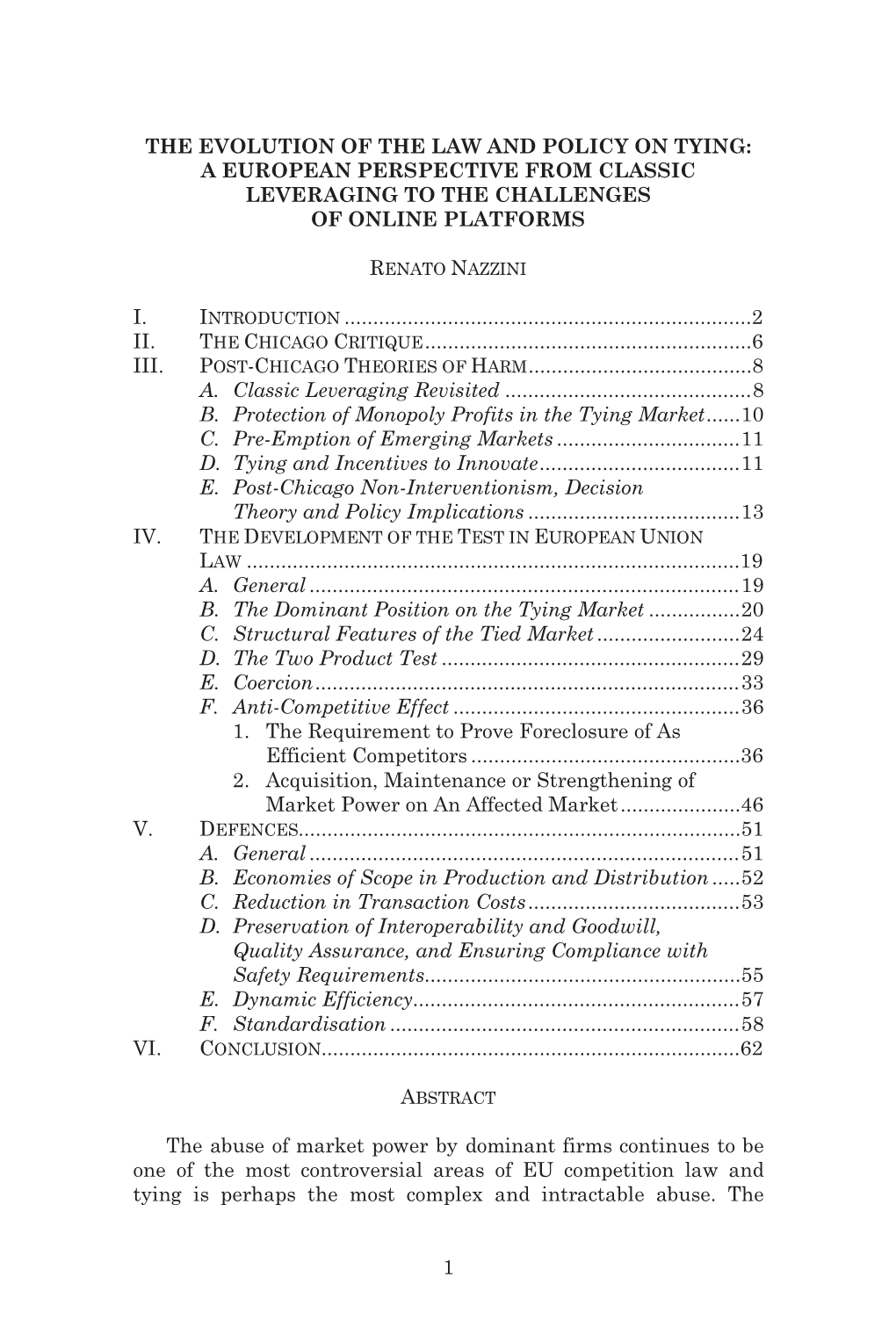 The Evolution of the Law and Policy on Tying: a European Perspective from Classic Leveraging to the Challenges of Online Platforms