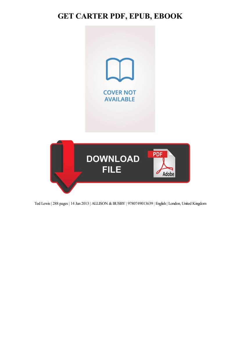 PDF Download Get Carter Ebook, Epub