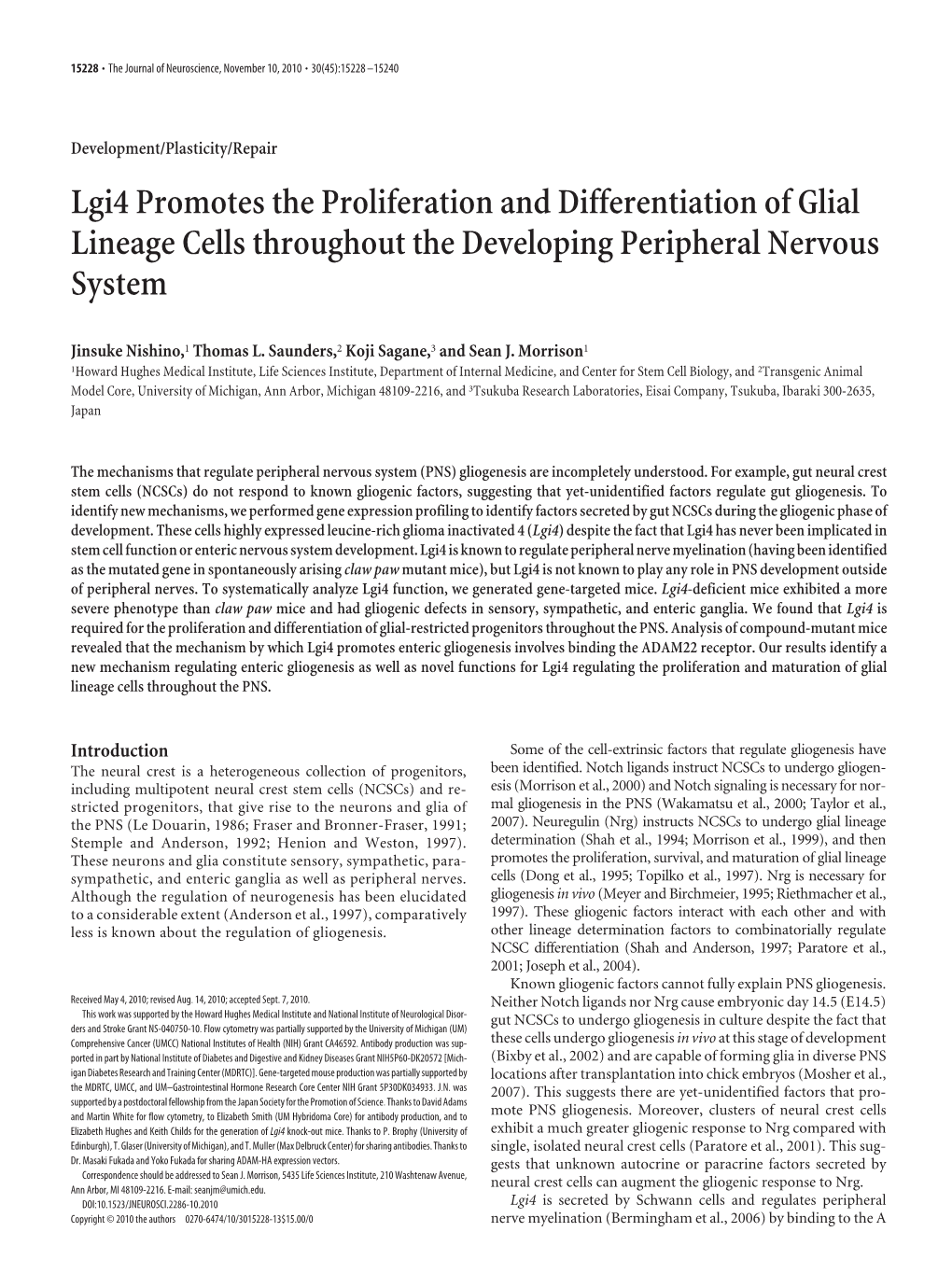 Lgi4 Promotes the Proliferation and Differentiation of Glial Lineage Cells Throughout the Developing Peripheral Nervous System