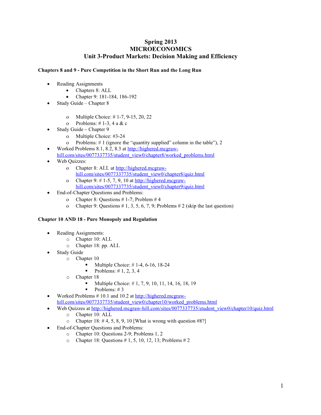 Chapter 9: Four Market Models