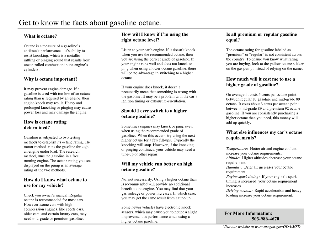 Get to Know the Facts About Gasoline Octane