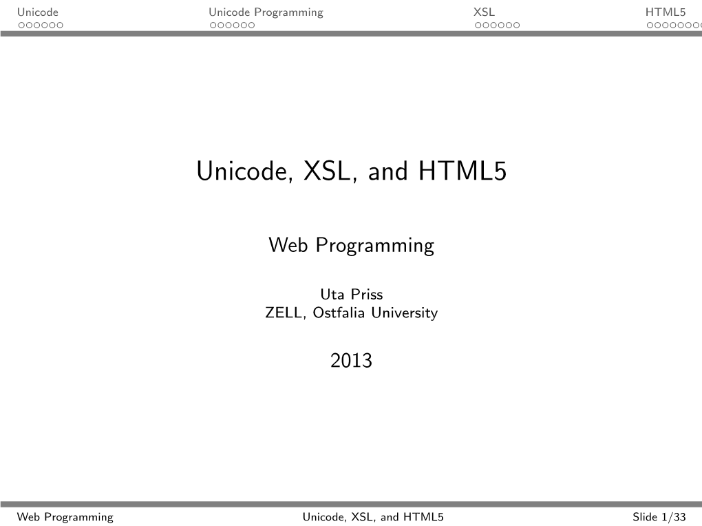 Unicode, XSL, and HTML5 (Pdf)