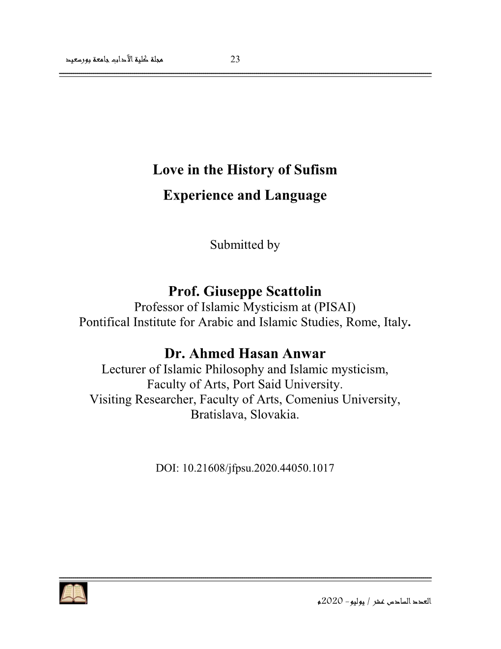 Love in the History of Sufism Experience and Language Prof