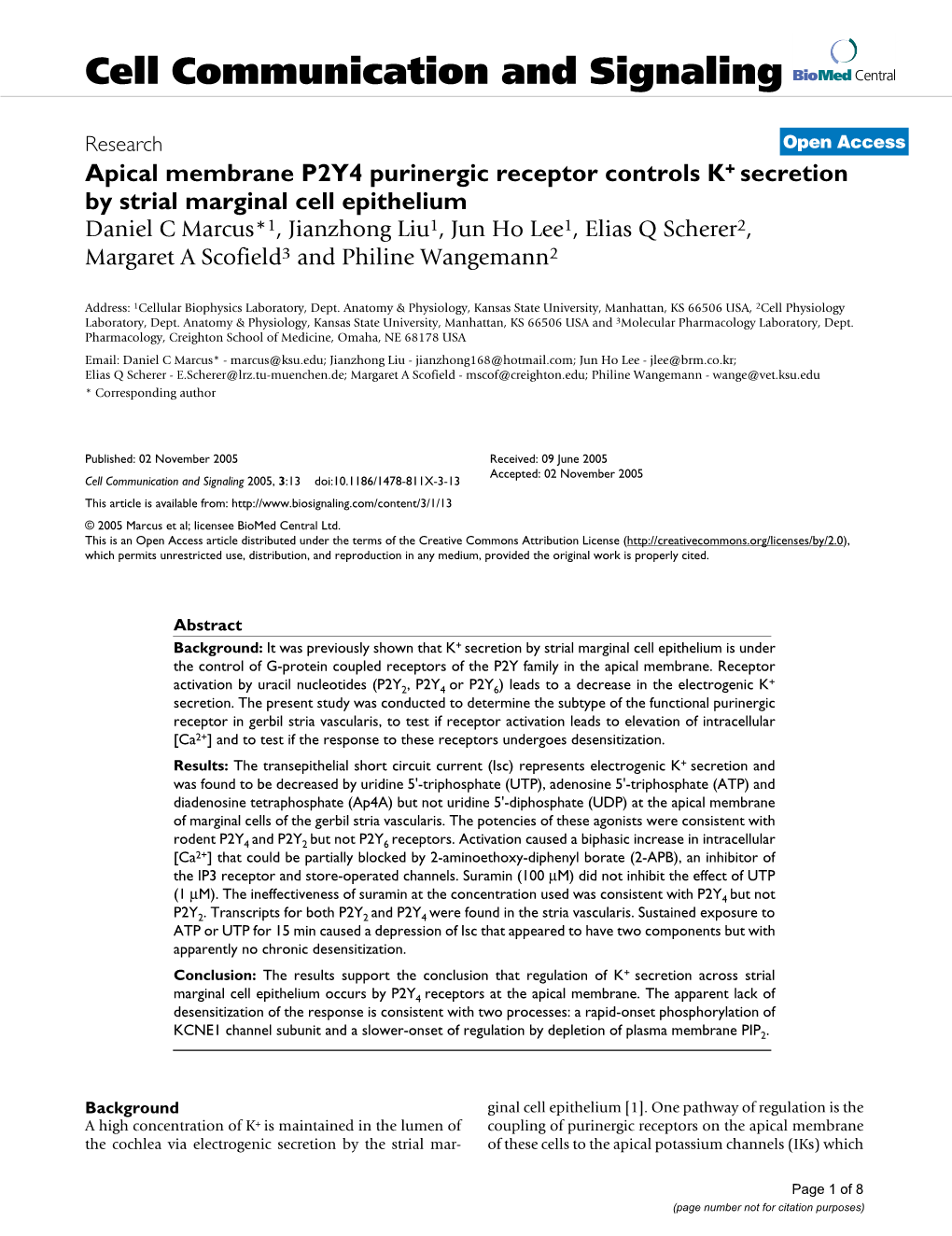 Apical Membrane P2Y4 Purinergic Receptor Controls K+ Secretion By