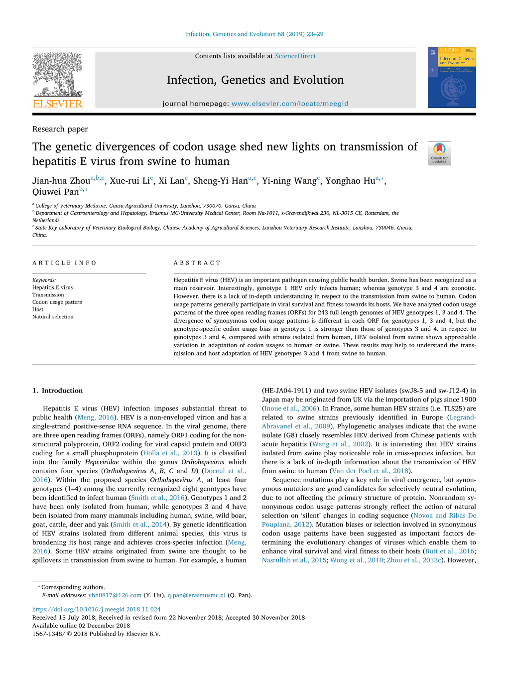 The Genetic Divergences of Codon Usage Shed New Lights On