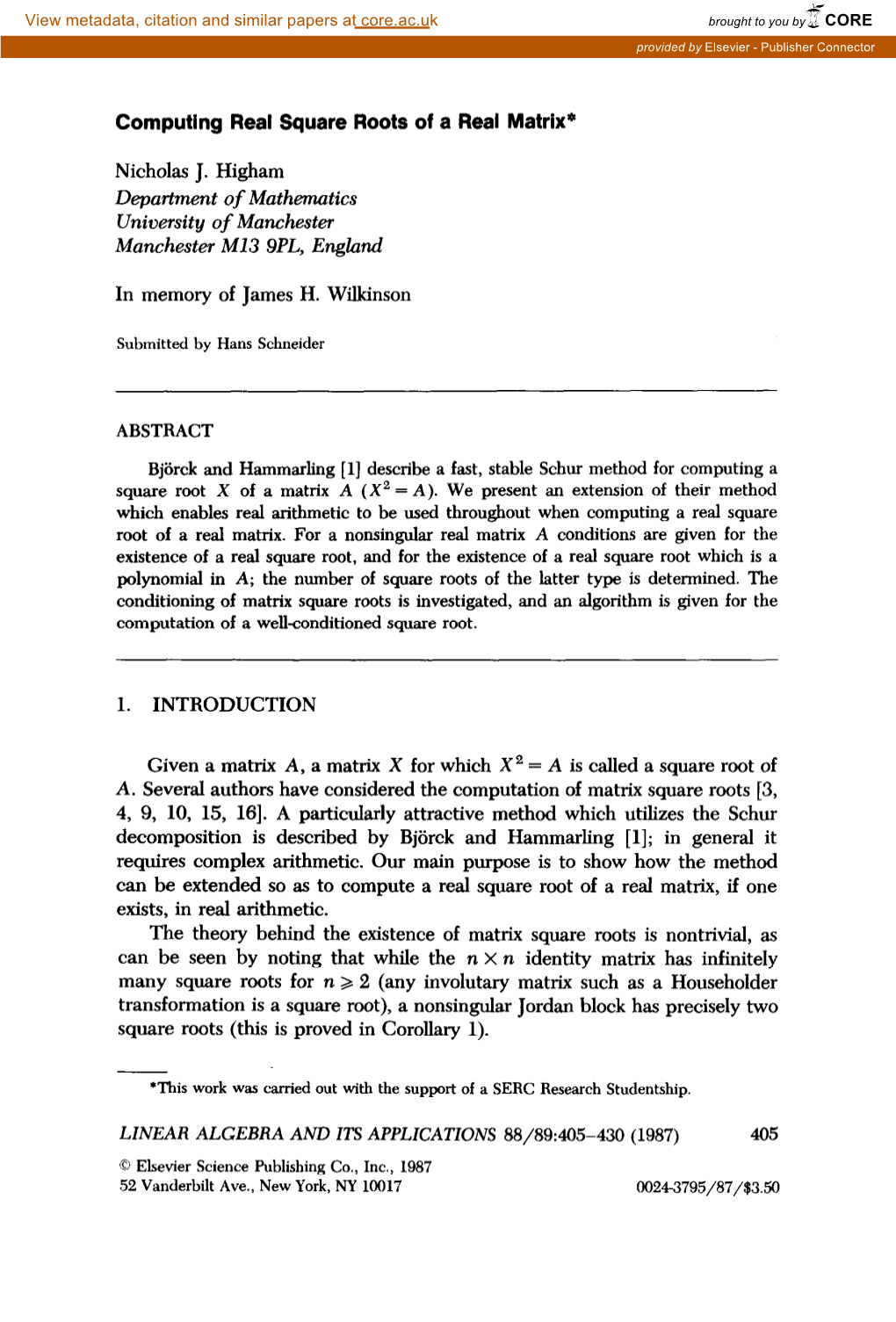 Computing Real Square Roots of a Real Matrix*