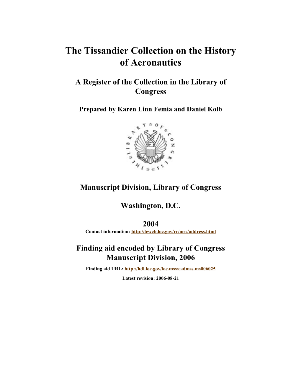The Tissandier Collection on the History of Aeronautics