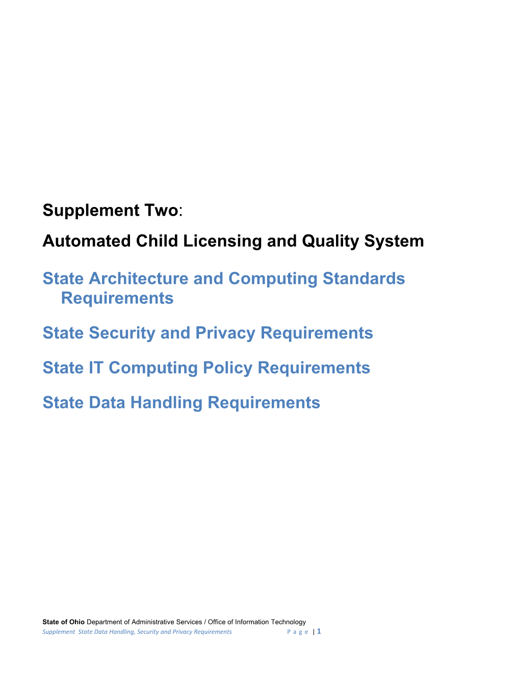 State Architecture and Computing Standards Requirements