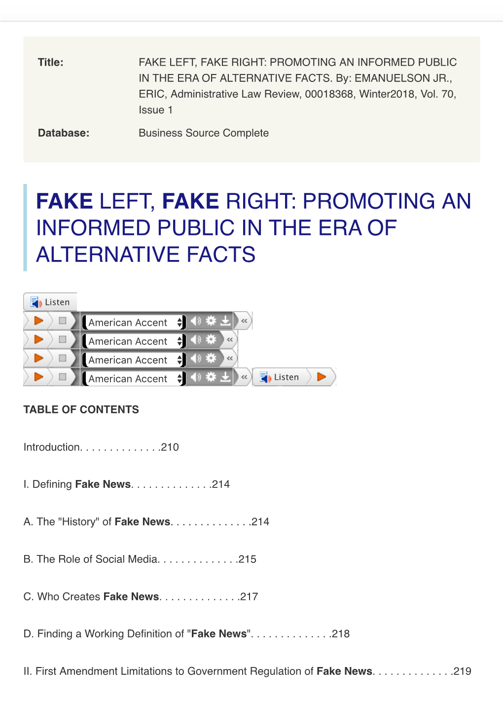 Fake Left, Fake Right: Promoting an Informed Public in the Era of Alternative Facts